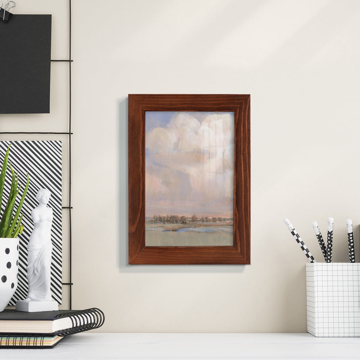 Billowing Clouds II - Framed Print w/glass - Chestnut