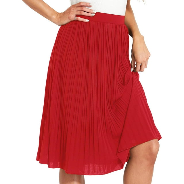 ZXIHZF Jupe Midi Plissée Fluide en Chiffon Classique pour Femmes
