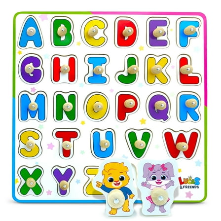 Lucas & Friends ABC Puzzle for Toddlers, Wooden Alphabet Toys, Montessori Learning Toys