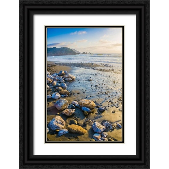 Miller, Anna 17x24 Black Ornate Wood Framed with Double Matting Museum Art Print Titled - Rockaway Beach-Pacifica-California-USA