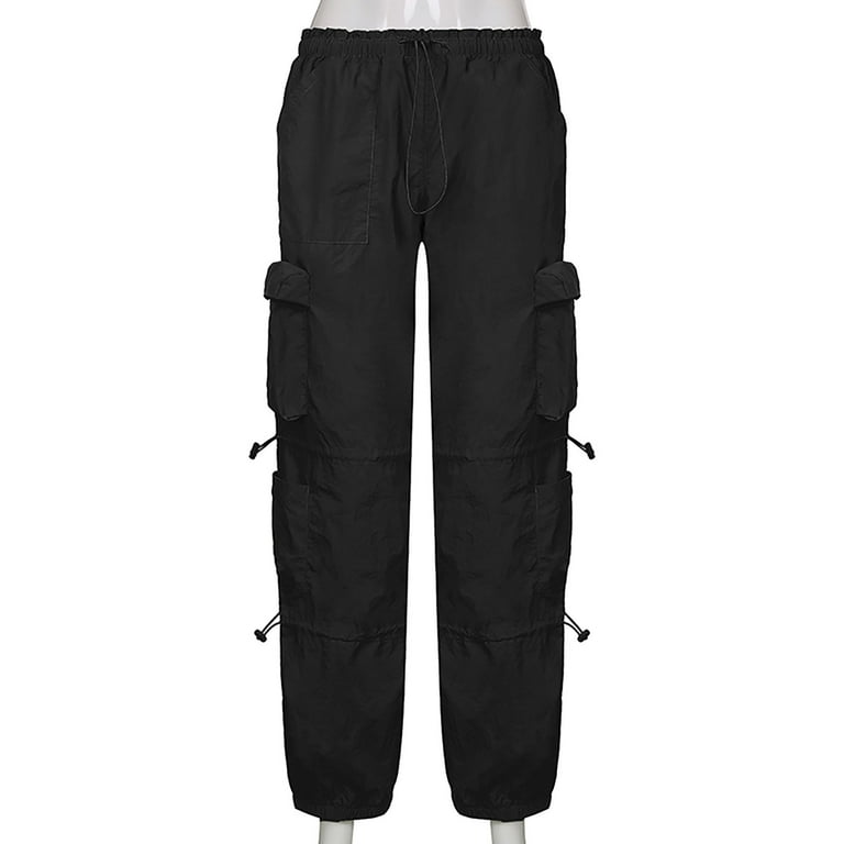 mveomtd Parachute Pants For Women Drawstring Elastic Waist Ruched Baggy  Cargo Pants Multiple Pockets Jogger Pant Pant Romper for Women Casual Warm  up Pants 