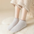 thumbnail image 5 of Winter Fuzzy Crew Socks for Women Men LSQii Autumn Winter Coral Short Ankle Socks with Non-Slip Silicone Dot Grip Plush Slipper, Light Ashy ,Soft Warm Thermal Home Floor Loungewear, 5 of 7