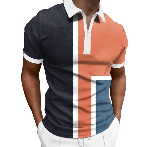 Playeras De Compresión Para Hombre, Camiseta Estampada De Manga Corta Con Solapa Y Cremallera A La Moda Para Primavera Y Verano, Top