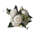 thumbnail image 1 of Ramo de novia artificial de rosas de seda con tallo largo y romántico. Blanco, 1 of 9