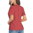 thumbnail image 3 of Vsdgher Red Polka Dot Women Shirts V Neck Short Sleeve Tops T-Shirt Basic Tees, S to 3XLSmall, 3 of 5