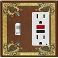 thumbnail image 1 of Metal Light Switch Plate Cover Elegant Antique Floral Tile Frame Brown FLW079, 1 of 13