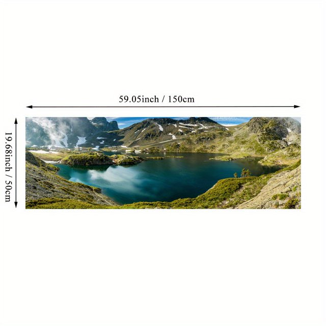 1pc Canvas Painting, Lake Forest Mountain Scenery Painting, Wall Art Decor, For Living Room, Bedroom, No Frame, 19.68*59.05inch