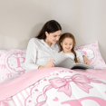 thumbnail image 4 of spefrowx Monogram P Bow Queen Bedding for Girls, Pink Stripe Love Heart Bedding Comforter Set Queen, Pink Reversible, 7-Piece, 4 of 6