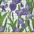 thumbnail image 2 of Ambesonne Purple Green Fabric by the Yard Microfiber, Vintage Garden Iris, 5 Yards, White Violet and Fuchsia, 2 of 2