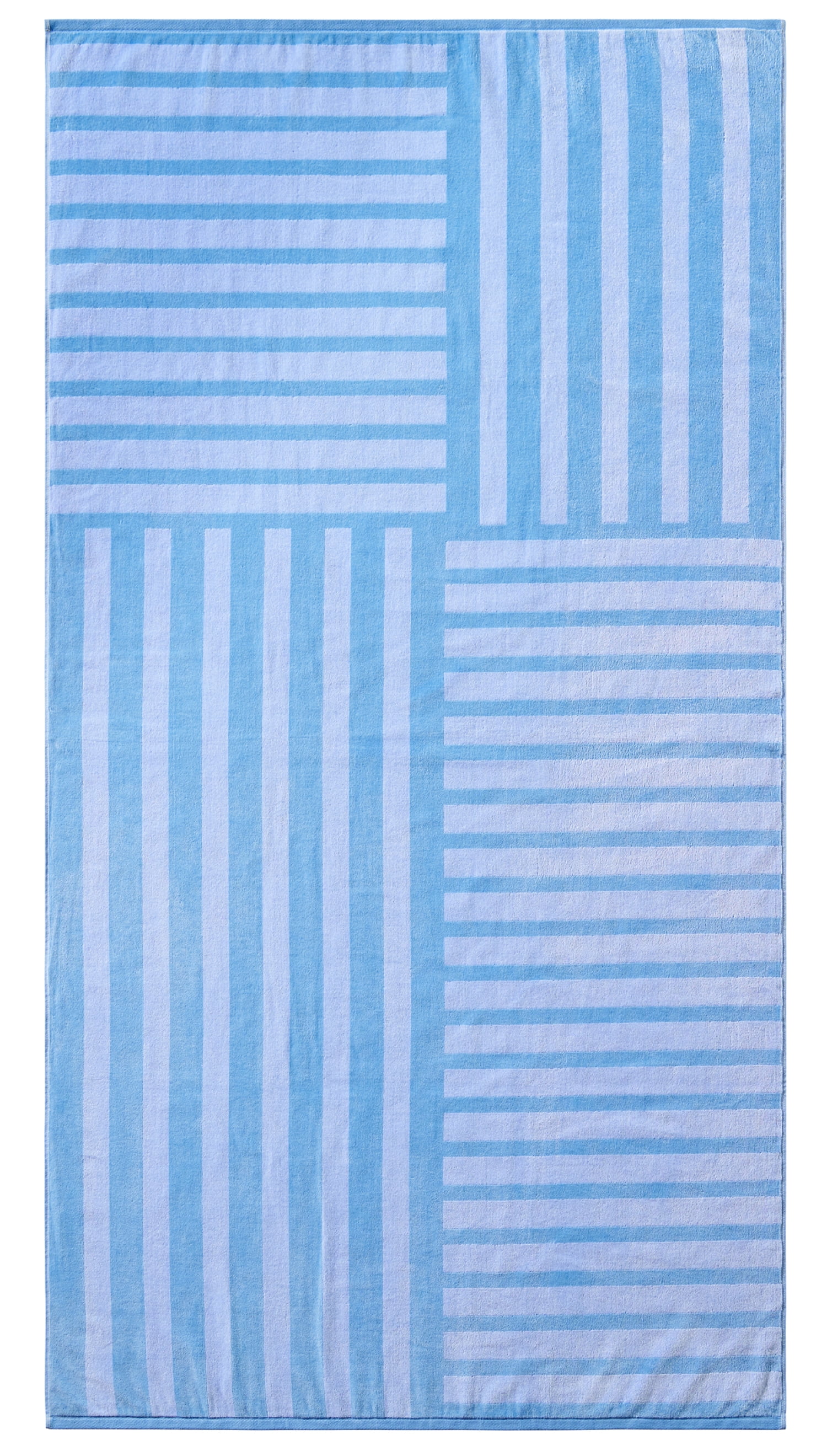 Better Homes & Gardens 2 Pack Cotton Blend Beach Towels, 72 x 38 in, Light Blue Rope