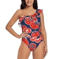 thumbnail image 2 of Yiaed Hand Drawn Tomatoes Print Women One Piece Swimsuits Tummy Control One Shoulder Bathing Suits Pattern Ruffle Swimwear-X-Large, 2 of 8