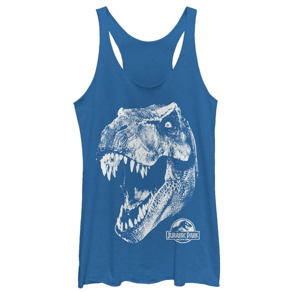 Women's Jurassic Park Tyrannosaurus Rex  Racerback Tank Top Royal Blue Heather X Small
