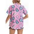 thumbnail image 4 of Women's Hawaiian Shirts Summer Floral Tropical Print Short Sleeve Button Down Tops Beach Vacation Collar Casual Blouses, 4 of 4