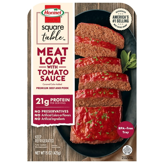 HORMEL SQUARE TABLE Meatloaf With Tomato Sauce Refrigerated Entrée, Refrigerated, 15 oz Plastic Tray