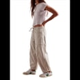 thumbnail image 3 of Pantalones Vaqueros Holgados de Tiro Bajo para Mujer, Informales, con Cintura Elástica y Bolsillos. M, 3 of 9