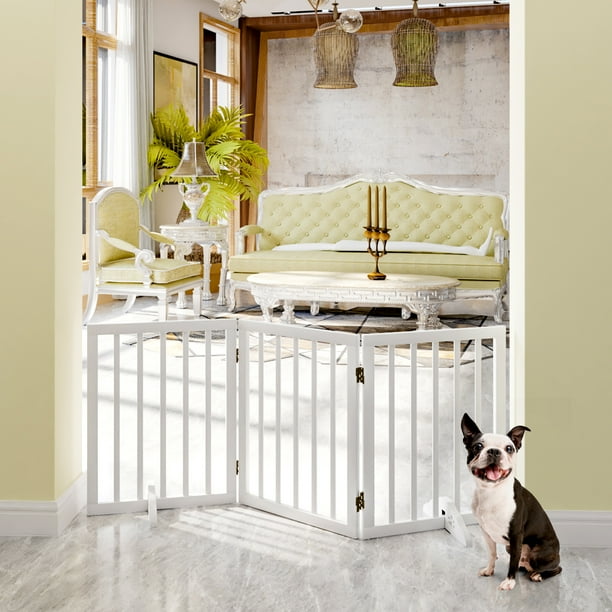 Smart FENDEE Wooden Dog Gate Foldable Pet Gate 2pcs Support Feet，24