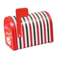 thumbnail image 2 of Caja de regalo de dulces de Navidad Forma de buzón Contenedor de almacenamiento de metal Lata de de Navidad para grandes regalos para niños Raya perfecl caja de galletas, 2 of 8