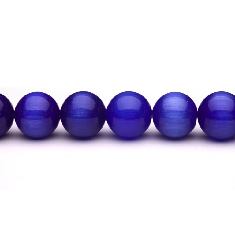 Sapphire Blue Cat's Eye Beads Round Fiber Optic Glass Beads 20mm (total of  6-beads)