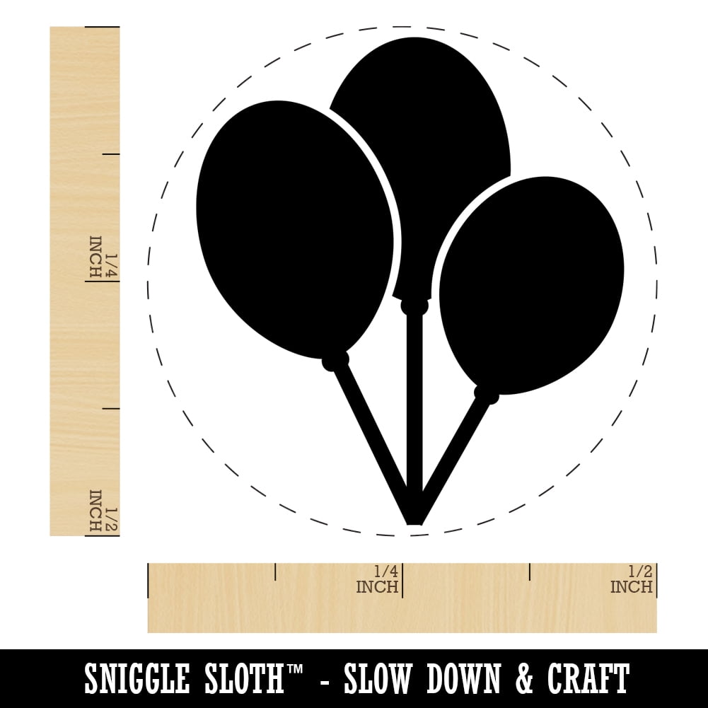 Birthday Balloons Trio Self-Inking Rubber Stamp Ink Stamper - Fuchsia Ink - Mini 1/2 Inch