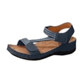 thumbnail image 3 of IWRICH Orthopedic Wedge Sandals for Women Dressy Summer Comfortable Walking Wide Width Sandals Arch Support Ankle Strap Sport Open Toe Platform Footwear Navy 9.5, 3 of 9