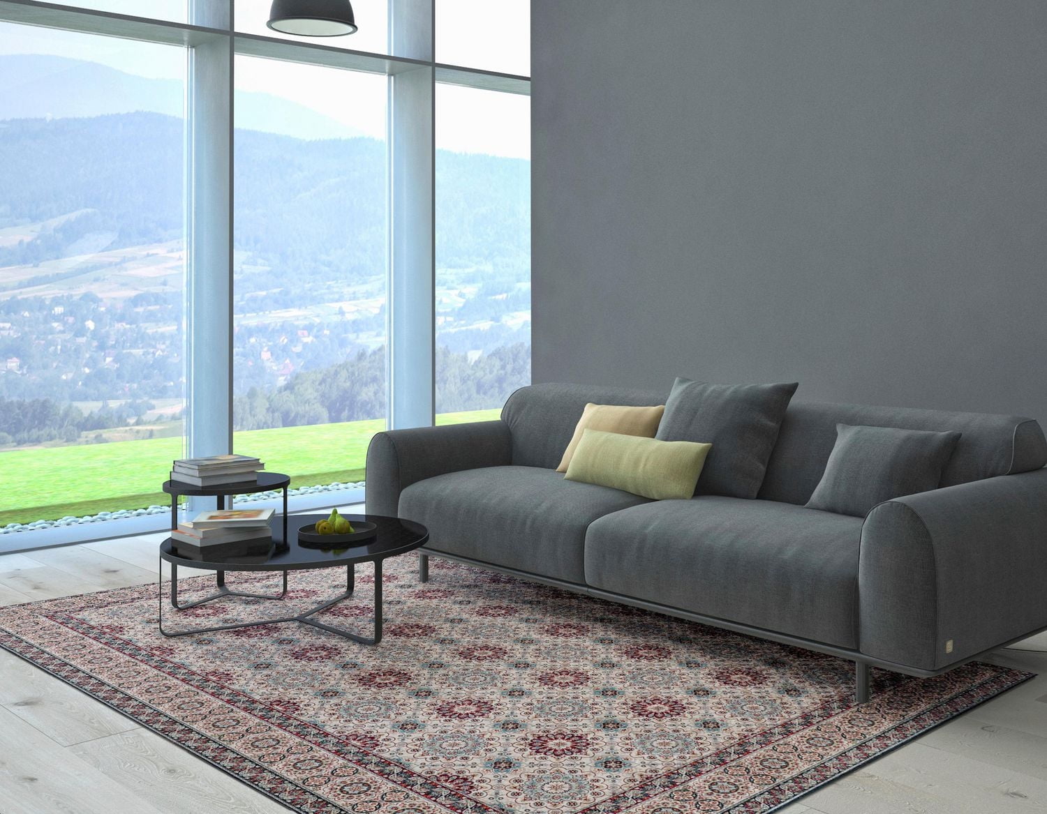 Tapis Emerald Sanlin rouge & ivoire de 6 pi 7 po x 9 pi 7 po