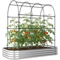 thumbnail image 1 of Outsunny Jardinière Surélevée Galvanisée 7 x 4 x 7 Pi avec Treillis, Argent, 1 of 10