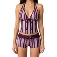 thumbnail image 2 of Leey-World 2 Piece Y2k Polka Dot Halter Bikini with Shorts 2000s Bathing Suit Set Summer Vacation Cute Beach Tankini Swimsuit(Rose Gold,S), 2 of 7