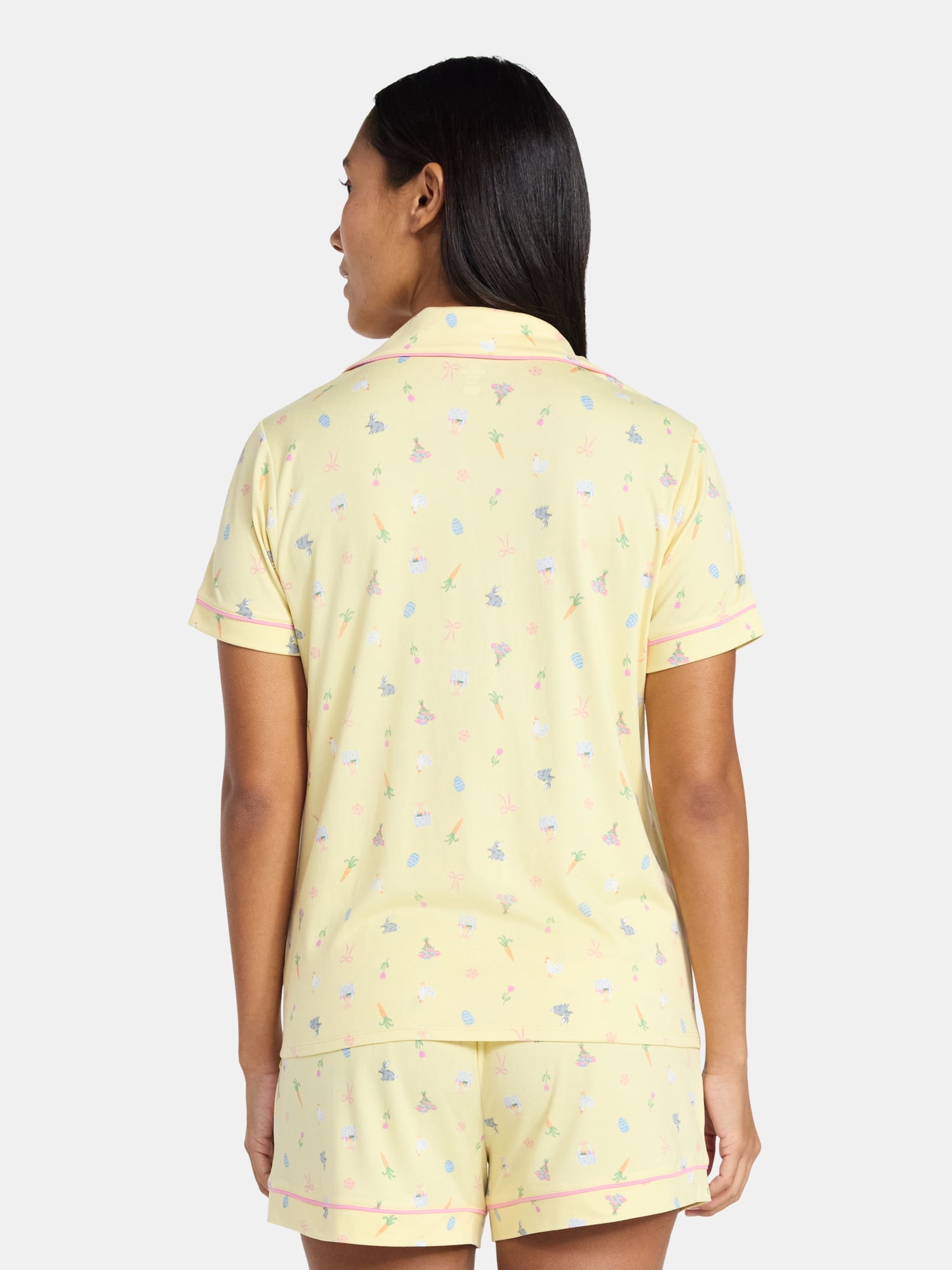 Easter Women's and Women's Plus Notch Collar Top and Shorts Pajama Set from Way to Celebrate, 2-Piece, Sizes XS-3X