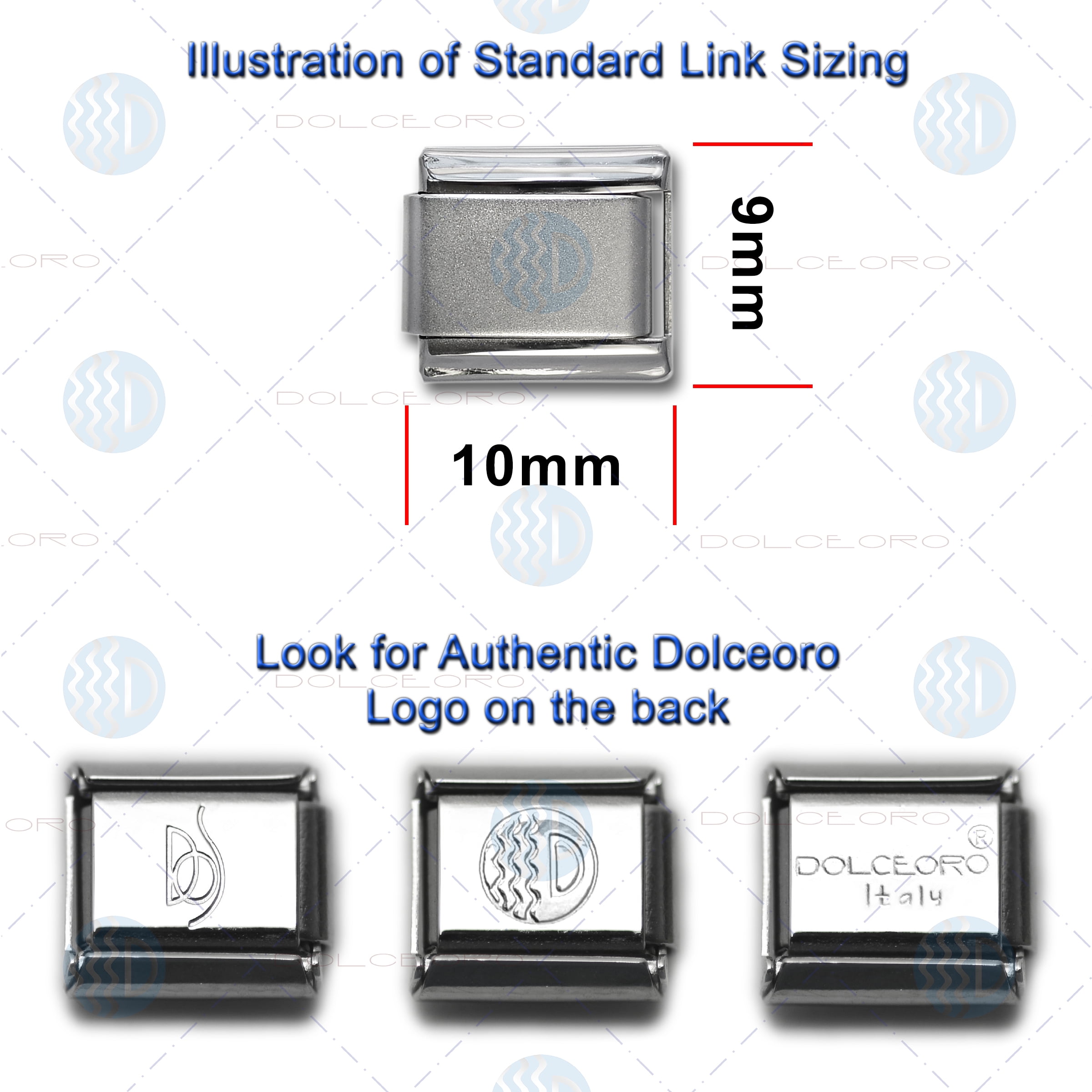  Dolceoro SB-002, Satin Matte Italian Modular Starter Charm  Bracelet, 9mm Wide Stainless Steel, 18 Links for Wrist 6-6 3/8: Clothing,  Shoes & Jewelry