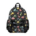 thumbnail image 3 of Colorful Dinosaur on Black Pattern Cute School Backpack Bag for School with Padded Back and Adjustable Shoulder Straps 15.25"x11.5"x5.25", 3 of 5