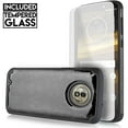thumbnail image 2 of Value Pack for 5.7" Motorola Moto G6 Hybrid Tempered Stained Glass PC Hard Back Fused Shockproof Layers Slim Bumper Scratch Shield Edge Wrap Phone Case + Black, 2 of 4