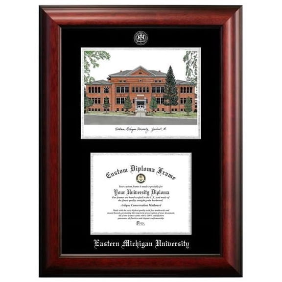 Campus Images MI995LSED-108 10 x 8 in. Eastern Michigan University Silver Embossed Diploma Frame with Lithograph
