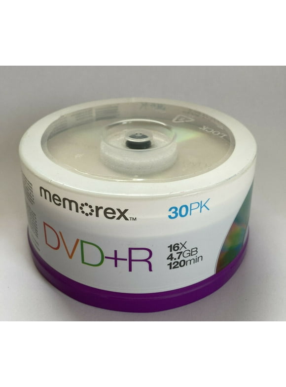 NEW, 30 Pack Memorex DVD+R Plus R 16X Spindle 4.7 GB Data 120 Min Video Blank Media