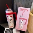 thumbnail image 5 of Botella termo de Hello Kitty, ml de 1200 Miniso Sanrio, bonito Kuromi Cinnamoroll Melody, Pajita de gran capacidad, acero inoxidable, 5 of 5