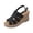 Black, variant on Women's Plus Size Open Toe Wedge Sandals with Adjustable Strap, Summer Wedge Sandals