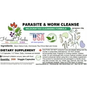 Worm & Parasite Blend - Natural Cleanse Formula - Black Walnut Hulls - Wormwood - Pau DArco Bark - Clove - No Fillers - 200 Veggie Caps