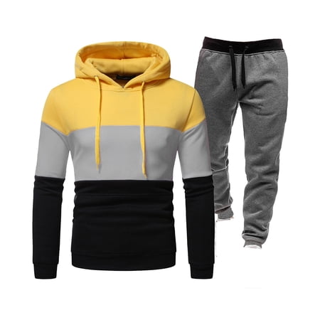 guisaled Tracksuit 2 Piece for Men Long Sleeve Colorblock Hoodies And Sweatpants Sets Athletic Casual Jogging Sweatsuits