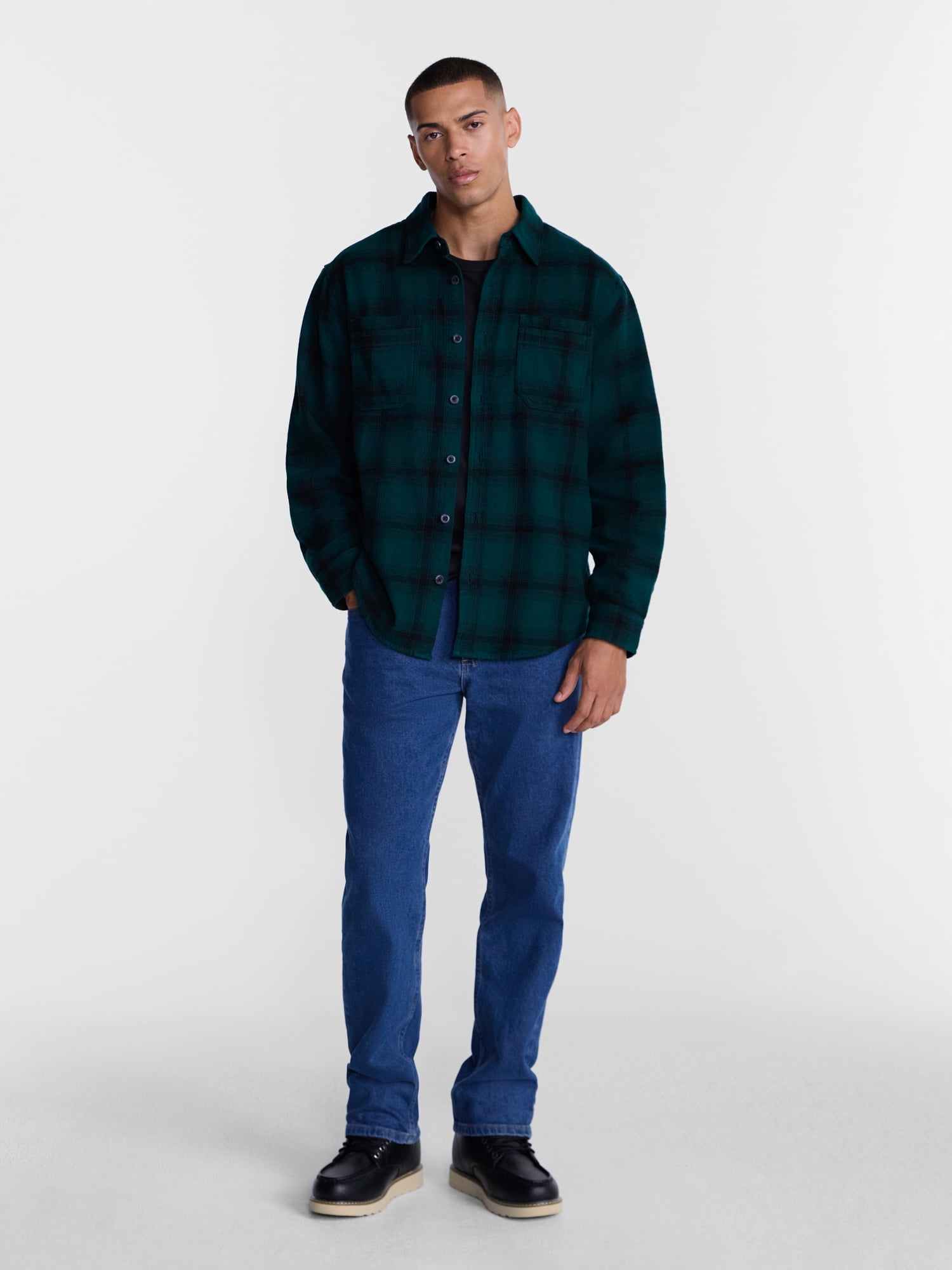 Brahma Men's Work Flannel Shirt with Long Sleeves, Sizes S-3XL