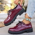 thumbnail image 5 of KEGIRLOM Women's Fashionable And Versatile Spring And Summer Large-size Outer-wearing Thick-soled Low-heeled Large-size Lace-up Casual Shose Wine 7, 5 of 9