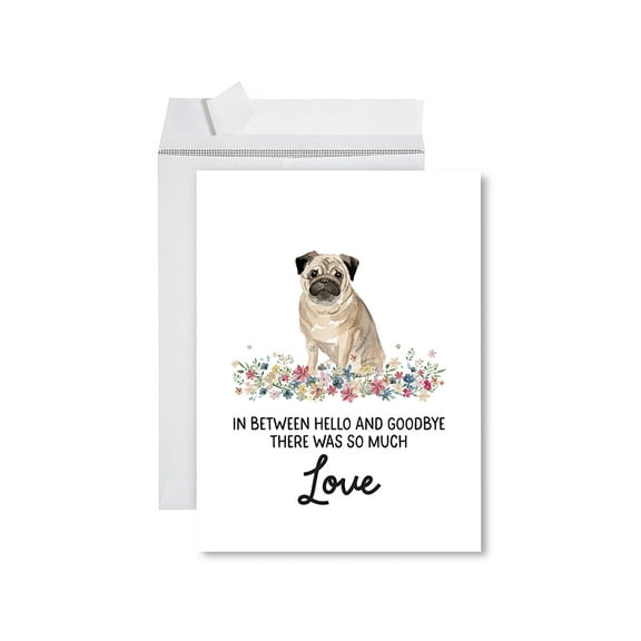 Koyal Wholesale Jumbo Pet Sympathy Card with Envelope, Pug, Dog Grief Bereavement Card 8.5" x 11", 1-Pk