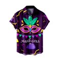 thumbnail image 4 of ChaoLingNeng Carnival Men Button Down Shirt Black,Mens Mardi Short Sleeve Shirt Numbers 3D Printed Button Lapel Short Sleeve Shirt Top,Mardi Gras Holiday Shirt for Men, 4 of 4
