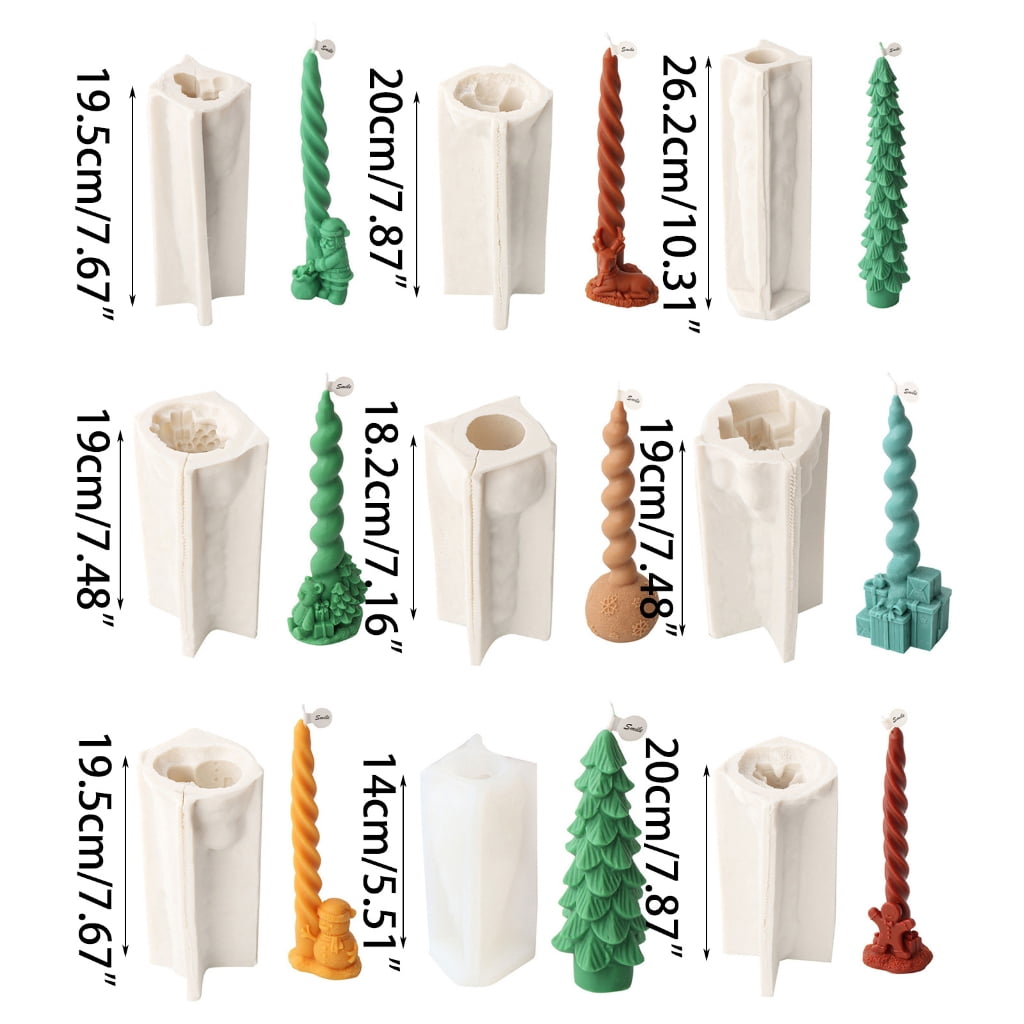 Christmas Silicone Mold DIY Crystal Epoxy Resin Molds Spirals Column Snowman Elk Scented Candle Molds Home Decorations