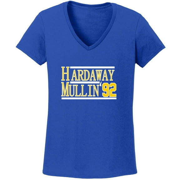 Warriors Tim Hardaway Chris Mullin 92 LADIES V-NECK T-shirt