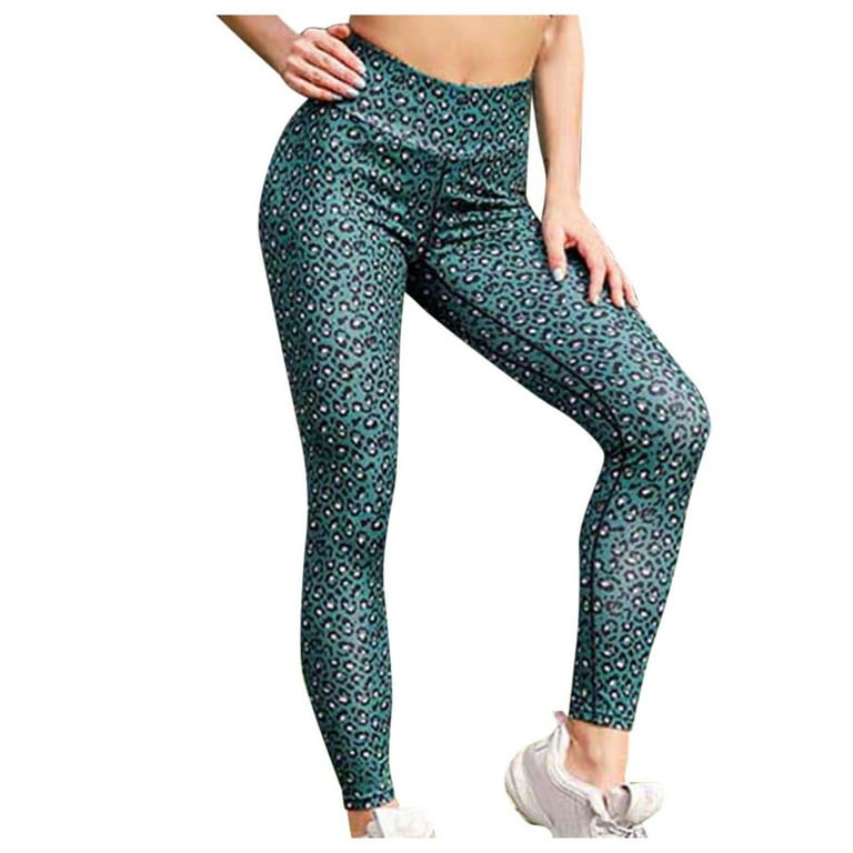 JDEFEG Big Girls Yoga Pants with Pockets Women's Leggings Stitching Leopard  Print Sports Slim Pants Yoga Pants Tangerine Brand Yoga Pants for Women  Polyester Green S 
