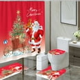 thumbnail image 4 of HomeKingdee 4 Pcs Merry Christmas Shower Curtain Sets with Non-Slip Bathroom Rugs, Lid Toilet Cover, Bath Mat, Shower Curtain Christmas Bathroom Decor, 4 of 4