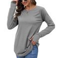 thumbnail image 4 of Solid Color Women Long Sleeve Casual Loose Shirt Tops, 4 of 5