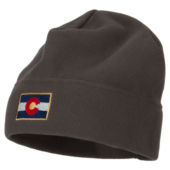 Colorado Flag Embroidered Big Size Fleece Beanie - Heather XL-3XL