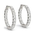 thumbnail image 1 of 14k White Gold Two Sided Prong Set Diamond Hoop Earrings (3 1/2 cttw), 1 of 4
