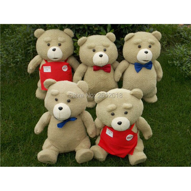 Peluche de peluche de la película Ted, oso de peluche de pie sentado, delantal rojo gigante, pajarita negra, regalo de juguete, 6 estilos, 45cm, nuevoBlue sitting bow tie45cm Fivean unisex