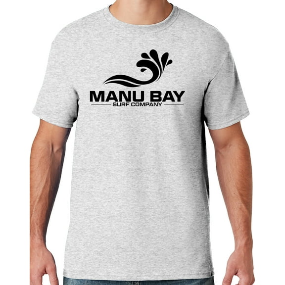 Mens Manu Bay Surf Company BLACK LOGO T-shirt, 2XL Ash Grey